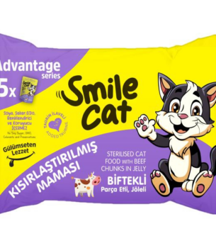 SMILE STERILISED CAT FLOWPACK WITH BEEF IN JELLY 85G*5