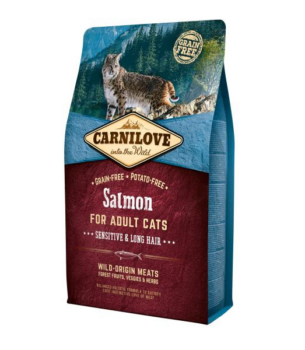 CARNILOVE CHAT SAUMON POILS LONG 2 KG
